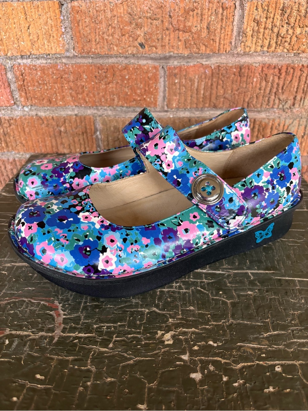 Alegria Paloma Floral Leather Clogs Mary Jane Women's Size 39 US 9 Pal-378